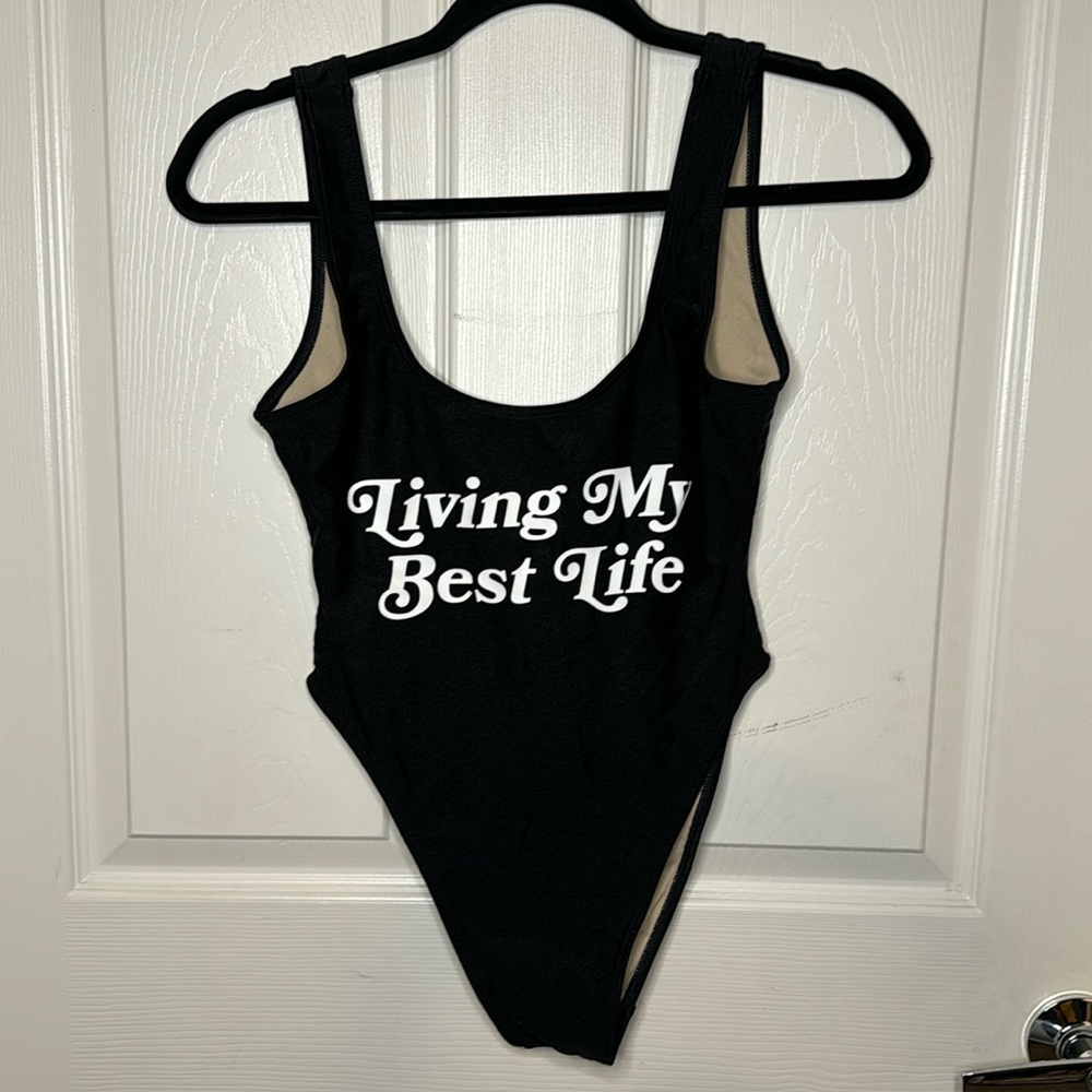 Black one piece swim suit